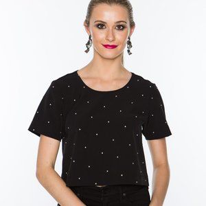 Crosby by Mollie Burch - NWT Brandon Black Knit CroppedTop With Studs-Size Large